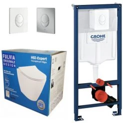 Grohe Rapid 3in1 + Fulvia WC + Drückerplatte + WC-Sitz Weiß