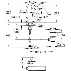 Grohe Allure Brilliant Einhand-Waschtischbatterie, Mit Ablaufgarnitur, L-Size, Farbe: Chrom - 23109000 -GROHE SHOP 16947812 2