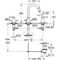 Grohe Grandera 3-Loch-Waschtischbatterie, DN 15, L-Size, Mit Ablaufgarnitur, Farbe: Chrom - 20389000 5 Grohe Grandera 3-Loch-Waschtischbatterie, DN 15, L-Size, Mit Ablaufgarnitur, Farbe: Chrom - 20389000 -GROHE SHOP 16947848 2