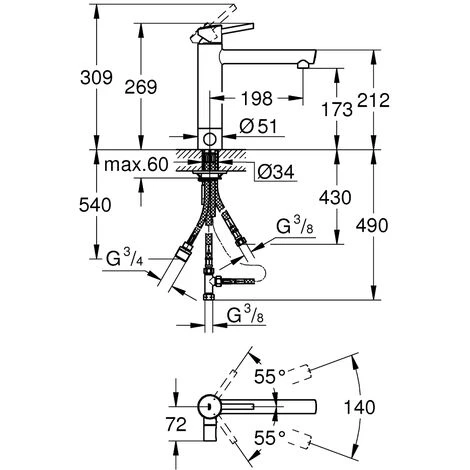 Grohe Concetto Einhand-Spültischbatterie, DN 15, Gussauslauf, Integrierte Vorabsperrung, Chrom - 31209001 4 Grohe Concetto Einhand-Spültischbatterie, DN 15, Gussauslauf, Integrierte Vorabsperrung, Chrom - 31209001 – Bild 2