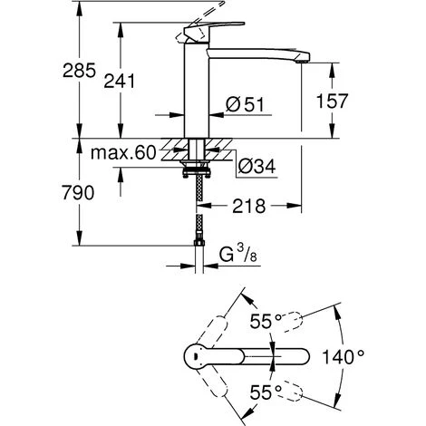 Grohe Eurostyle Cosmopolitan Einhand-Spültischbatterie, DN 15, Mittelhoher Auslauf, Für Vor-Fenster-Montage, Chrom - 31159002 4 Grohe Eurostyle Cosmopolitan Einhand-Spültischbatterie, DN 15, Mittelhoher Auslauf, Für Vor-Fenster-Montage, Chrom - 31159002 – Bild 2