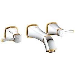 Grohe Grandera 3-Loch-Waschtischbatterie, DN 15, Wandmontage, Ausladung 234mm, Farbe: Chrom / Gold - 20415IG0