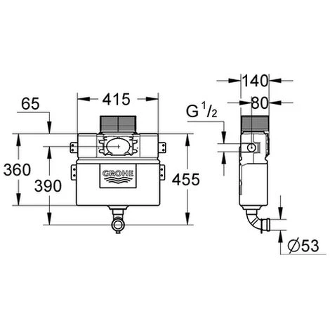 Grohe WC-wandeinbau-Spülkasten 38422 0,82 M Bauhöhe Spülmenge 6 - 9 Liter, 38422000 4 Grohe WC-wandeinbau-Spülkasten 38422 0,82 M Bauhöhe Spülmenge 6 - 9 Liter, 38422000 – Bild 2