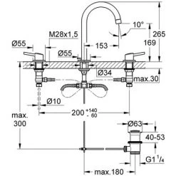 Grohe 3-loch Waschtisch Batterie Concetto 20216 Mit Zugstangen-Ablaufgarnitur Chrom -GROHE SHOP 17915239 2