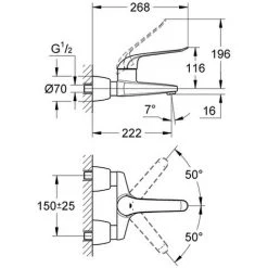 Grohe Waschbeckenarmatur Einhandmischer EuroEco Special 32779 Wandmit Gussauslauf Ausladung 220mm Chr -GROHE SHOP 17915400 2
