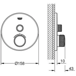 Grohe Thermostat Grohtherm SmartControl 29118 FMS Rund Ein Absperrv. Supersteel, 29118DC0 -GROHE SHOP 17916099 2