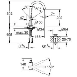 Grohe Einhebelmischer Waschtischarmatur Atrio 32042 L-Size Hard Graphite Gebürstet, 32042AL3 -GROHE SHOP 18073813 2