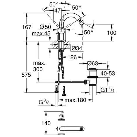 Grohe Einhand-Bidetarmatur Atrio 32108 M-Size Hard Graphite Gebürstet, 32108AL3 4 Grohe Einhand-Bidetarmatur Atrio 32108 M-Size Hard Graphite Gebürstet, 32108AL3 – Bild 2