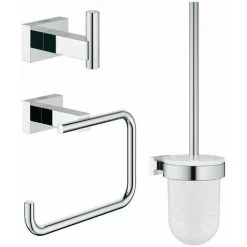 Grohe Essentials Cube WC-Set 3 In 1 Chrom Glänzend Papierhalter Haken WC-Bürste