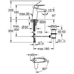 Grohe Einhand-Waschtischarmatur Eurodisc C 23384 EcoJoy Chrom, 2338420E -GROHE SHOP 23035743 2