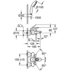 Grohe Einhebel-Wannenarmatur Eurostyle 33592 Mit Wandhalterset Hebel Offen Chrom 5 Grohe Einhebel-Wannenarmatur Eurostyle 33592 Mit Wandhalterset Hebel Offen Chrom -GROHE SHOP 23035819 2