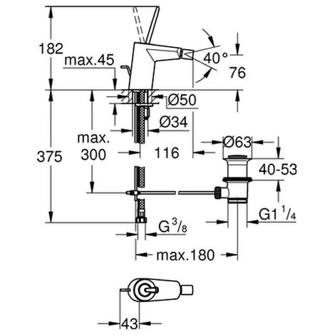 Grohe Einhandmischer Bidetbatterie Eurodisc Joystick 24036 Einlochmontage Chrom, 24036000 4 Grohe Einhandmischer Bidetbatterie Eurodisc Joystick 24036 Einlochmontage Chrom, 24036000 – Bild 2