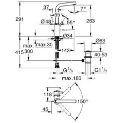 Grohe Einhebelmischer Waschtischarmatur Concetto 23739 L-Size L-Auslauf Chrom, 23739002 -GROHE SHOP 23036107 2