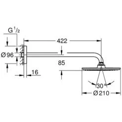 Grohe Kopfbrauseset Rainshower C 210 26171 Brausearm 422 Mm Chrom, 26171000 -GROHE SHOP 23036550 2