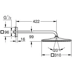 Grohe Kopfbrauseset Rainshower 310 Mono Cube 26563 Brausearm 422mm Chrom, 26563000 -GROHE SHOP 23036574 2