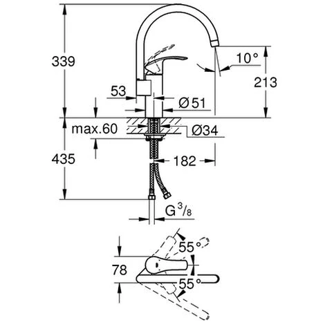 Grohe Einhandmischer Spültischbatterie Eurosmart 33202 Hoher Auslauf Chrom, 33202002 4 Grohe Einhandmischer Spültischbatterie Eurosmart 33202 Hoher Auslauf Chrom, 33202002 – Bild 2