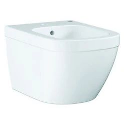Grohe Euro Keramik Wandbidet, †berlauf, 1 Hahnloch, Wandmontage, Befestigungsset