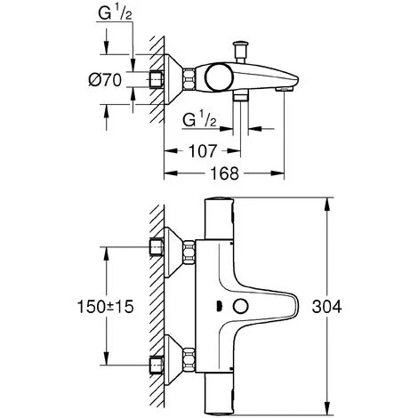 Grohe Wannenarmatur Precision Start, 34598000, Thermostatbatterie Für Wanne Mit TurboStat Kompaktkartusche, Dehnstoff-Thermoelement, Temperaturbegrenzer, StarLight Oberfläche, Chrom, 09716 1 5 Grohe Wannenarmatur Precision Start, 34598000, Thermostatbatterie Für Wanne Mit TurboStat Kompaktkartusche, Dehnstoff-Thermoelement, Temperaturbegrenzer, StarLight Oberfläche, Chrom, 09716 1 – Bild 3