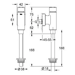 Grohe Druckspüler, 373390, Für Urinal, Mit StarLight Oberfläche, Spülstromregulierung, Schieberosette, Chrom, 21437 7 -GROHE SHOP 24887815 2