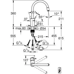 Grohe Concetto Einhand-Spültischbatterie, DN 15, Niederdruck Für Offene Warmwasserbereiter, Laminarbrause, Chrom - 31212003 5 Grohe Concetto Einhand-Spültischbatterie, DN 15, Niederdruck Für Offene Warmwasserbereiter, Laminarbrause, Chrom - 31212003 -GROHE SHOP 25040344 2