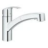 Grohe Eurosmart Einhand-Spültischbatterie DN 15, Flacher Auslauf, Dual Spülbrause, Laminarstrahl/SpeedClean Brausestrahl, Farbe: Chrom - 30305000 -GROHE SHOP 25041010 1