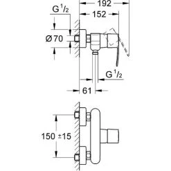 Grohe Duscharmatur Wave Cosmopolitan, 23208000, Einhandmischer Für Brause Mit Mengenbegrenzung, Rückflussverhinderer, StarLight Oberfläche, Chrom, 09611 9 -GROHE SHOP 26286894 2
