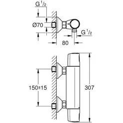 Grohe Duscharmatur Precision Trend, 34229002 Thermostatbatterie Für Brause Mit StarLight Oberfläche, Kompaktkartusche Mit Dehnstoff-Thermoelement, Wasserspar-Technologie, Chrom, 09717 8 -GROHE SHOP 26286939 2