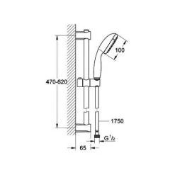 Grohe Duschset Vitalio Start 2, 27948000, Brausegarnitur Mit StarLight Oberfläche, SpeedClean Antikalk-System, CoolTouch Sicherheitsgehäuse, Wandstange (60 Cm), Brauseschlauch (175 Cm), Chrom, 20853 6 -GROHE SHOP 26287025 3