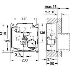 Grohe Unterputz-Rohrbau-Set Rapido U, 37338000, Rohbauset Für Urinal, Unterputz, Mit Vorabsperrung, Für Nass- Und Trockenausbau, 21426 1 -GROHE SHOP 26287063 2