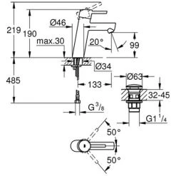 GROHE EH-WT-Batterie Concetto 23932_1 M-Size Push-open Ablaufgarnitur Chrom, 23932001 -GROHE SHOP 26325456 2