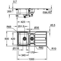 GROHE Edelstahlspüle K500 31572_1 Mit 1,5 Becken Abtropffläche 1000x500mm, 31572SD1 -GROHE SHOP 26326168 2