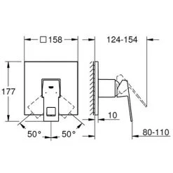 GROHE EH-Brausebatterie Eurocube 24061 FMS Für 35600 Hard Graphite Gebürstet, 24061AL0 -GROHE SHOP 26326196 2