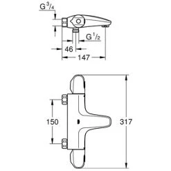GROHE THM-Wannenbatterie Grohtherm 1000 34156_3 Wandmont. Ohne Anschlüsse Chrom, 34156003 -GROHE SHOP 26326252 2