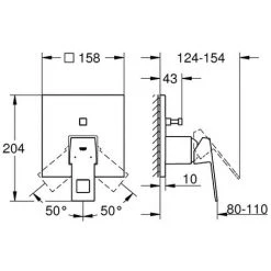 GROHE EH-Wannenbatterie Eurocube 24062 FMS Für 35600 Hard Graphite Gebürstet, 24062AL0 -GROHE SHOP 26326350 2