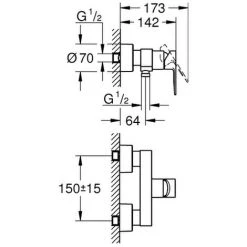 GROHE EH-Brausebatterie Lineare 33865_1 Wandmontage Hard Graphite Gebürstet, 33865AL1 -GROHE SHOP 26326596 2