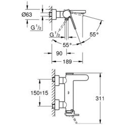 GROHE EH-Wannenbatterie Plus 33553_3 Wandmontage Supersteel, 33553DC3 5 GROHE EH-Wannenbatterie Plus 33553_3 Wandmontage Supersteel, 33553DC3 -GROHE SHOP 26326691 2