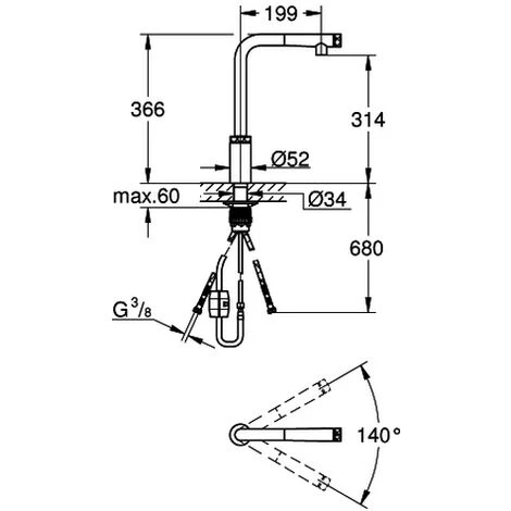 GROHE SPT-Batterie Minta Smart Control 31613 L-Ausl. Azb Spülbrause Warm Sunset, 31613DA0 4 GROHE SPT-Batterie Minta Smart Control 31613 L-Ausl. Azb Spülbrause Warm Sunset, 31613DA0 – Bild 2