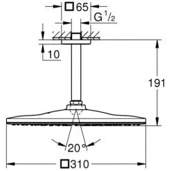 GROHE Kopfbrauseset Rainshower 310 Mono Cube 26566 DA 142mm 9,5l Hard Graphite, 26566A00 5 GROHE Kopfbrauseset Rainshower 310 Mono Cube 26566 DA 142mm 9,5l Hard Graphite, 26566A00 -GROHE SHOP 26327960 2