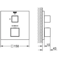 GROHE THM-Brausebatterie Grohtherm Cube 24153 FMS Für 35600 Hard Graphite Gebürstet, 24153AL0 -GROHE SHOP 26327995 2