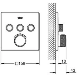 GROHE Thermostat Grohtherm SmartControl 29126 Eckig FMS 3 ASV Hard Graphite, 29126A00 5 GROHE Thermostat Grohtherm SmartControl 29126 Eckig FMS 3 ASV Hard Graphite, 29126A00 -GROHE SHOP 26328659 2