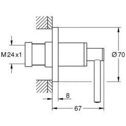Grohe Unterputz -Ventil-Oberbau Atrio 19088 Hebelgriff Hard Graphite Gebürstet, 19088AL3 -GROHE SHOP 26555276 2
