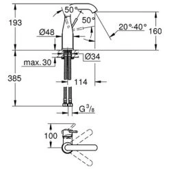 Grohe Einhandmischer Waschtischarmatur Batterie Essence 23463 M-Size U-Auslauf Glatter Körper Chrom, 23463001 -GROHE SHOP 26555787 2