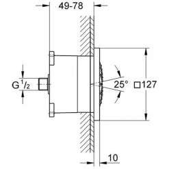 Grohe Seitenbrause Rainshower F-Series 500 X 1 Mit EBK Warm Sunset Gebürstet, 2725 X 1DL0 -GROHE SHOP 26556082 2