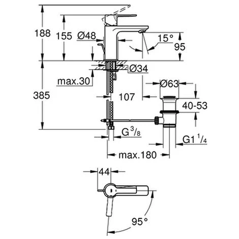 Grohe Einhand-Waschtischarmatur Lineare 23790 XS-Size Mittelstellung Kalt Chrom 4 Grohe Einhand-Waschtischarmatur Lineare 23790 XS-Size Mittelstellung Kalt Chrom – Bild 2