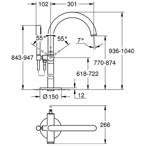 Grohe Einhand-Wannenbatterie Atrio 32653 FMS Bodenmontage Warm Sunset, 32653DA3 4 Grohe Einhand-Wannenbatterie Atrio 32653 FMS Bodenmontage Warm Sunset, 32653DA3 – Bild 2