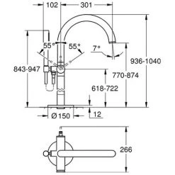 Grohe Einhand-Wannenarmatur Atrio 32653Bodenmontage Hard Graphite Gebürstet, 32653AL3 -GROHE SHOP 26556777 2