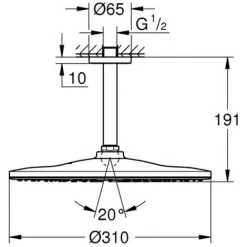 Grohe Kopfbrauseset Rainshower 310 Mono 26559 Deckenauslass 142mm Chrom, 26559000 -GROHE SHOP 26559962 2