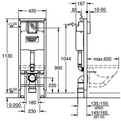 Grohe Rapid Sl Für WC 38713 BH: 113cm 42cm Breit Spülkasten 6 L 4 Grohe Rapid Sl Für WC 38713 BH: 113cm 42cm Breit Spülkasten 6 L – Bild 2