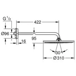 Grohe Kopfbrauseset Rainshower 310 26257 Brausearm 422mm Chrom, 26257000 -GROHE SHOP 26562593 2