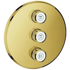 GROHE 3-fach Unterputzventil Grohtherm SmartControl 29122, Fertigmontageset Für Rapido SmartBox, Wandrosette Rund, Cool Sunrise